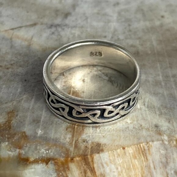 Sterling Silver 925 Oxidized 6mm Endless Celtic Knot Infinity Band Ring Sz 5.75 - Picture 6 of 16